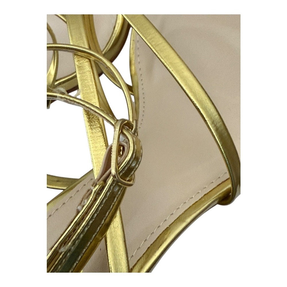 Lulus Sanga Metallic Gold Strappy Heels 8 NIB‎ - Picture 7 of 11